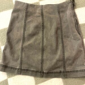 Free People Skirt Women's Modern Femme Cadet Grey Denim Mini 12 Stretch Zip